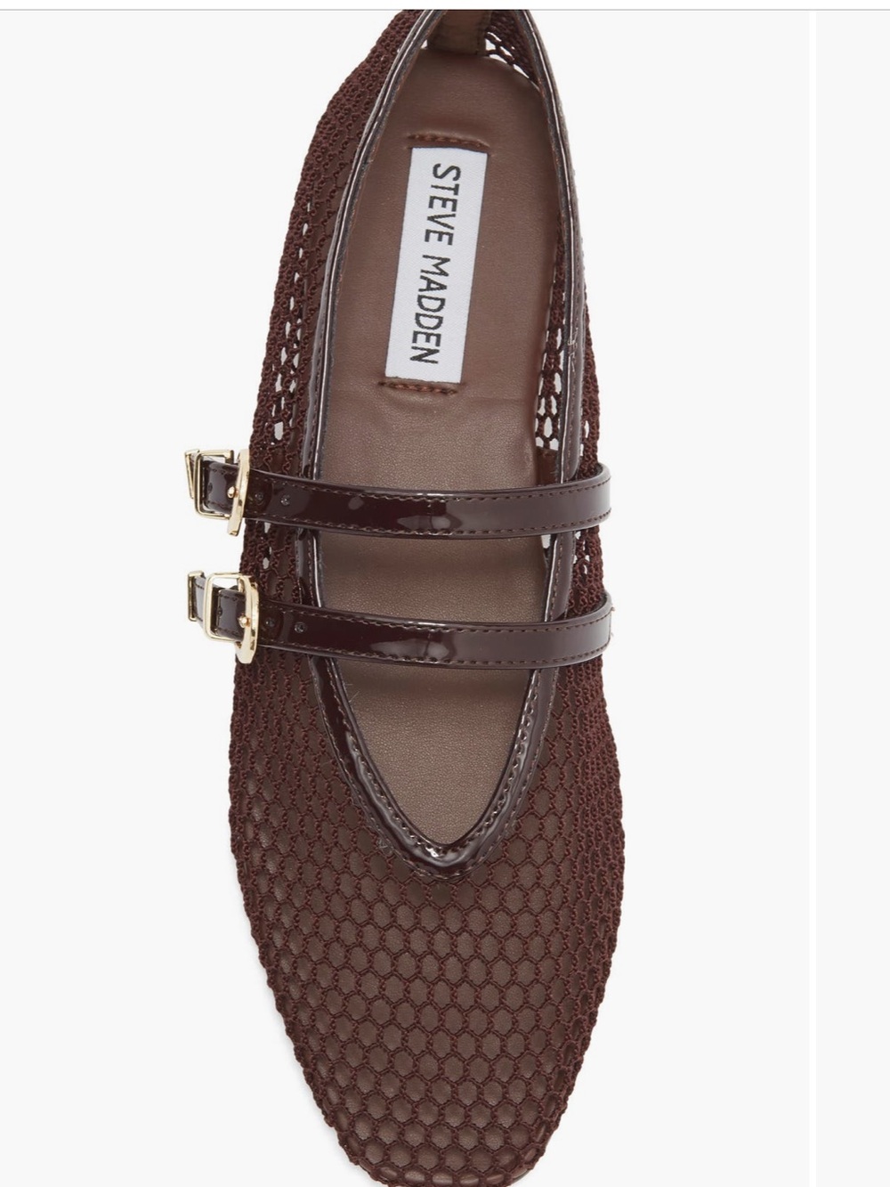 Steve Madden Lissa Mesh Mary Jane Flat Brown Adjustable strap buckle Sz 9 NEW